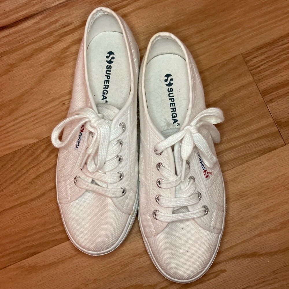 SUPERGA White Platform Sneakers
